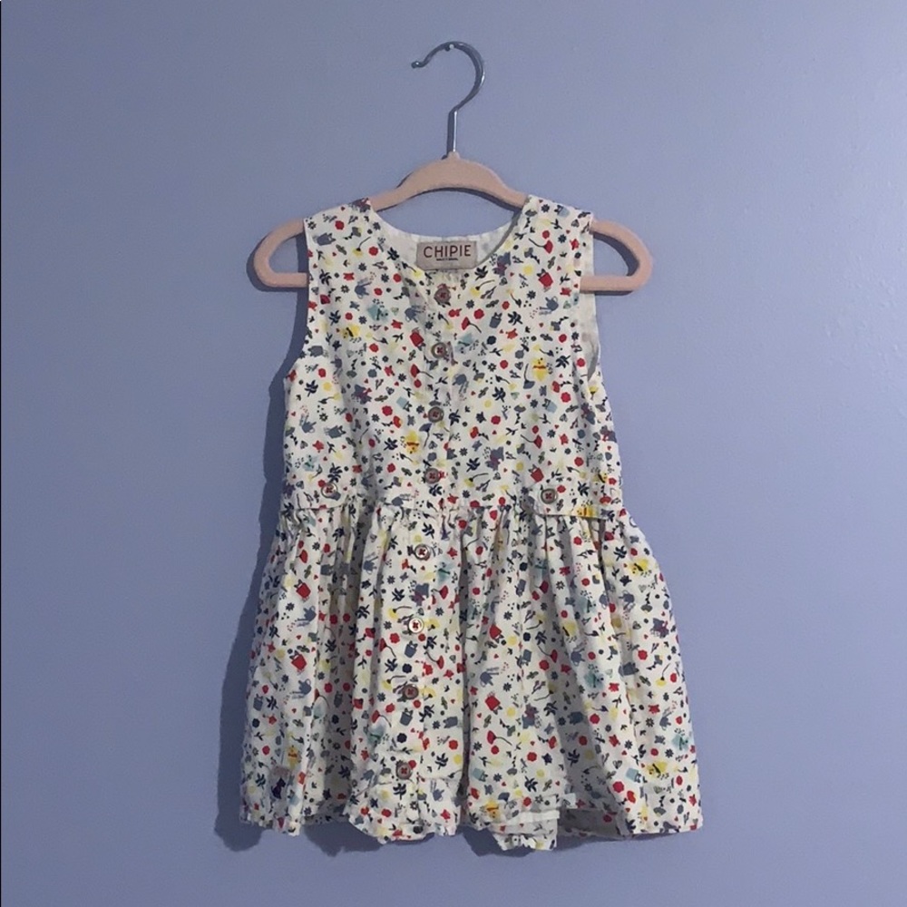 Chipie 24m Girl Dress Red White Yellow Blue print